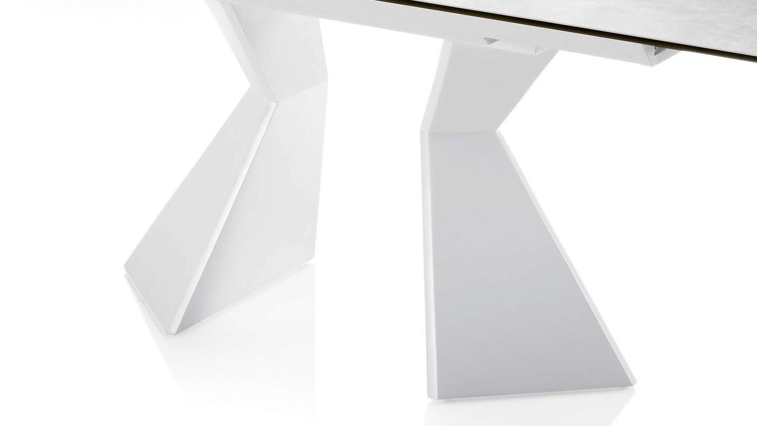BISSON étkezőasztal, kerámia SZÜRKE asztallap/ fehér láb, 160-210x90x76 cm"ki"