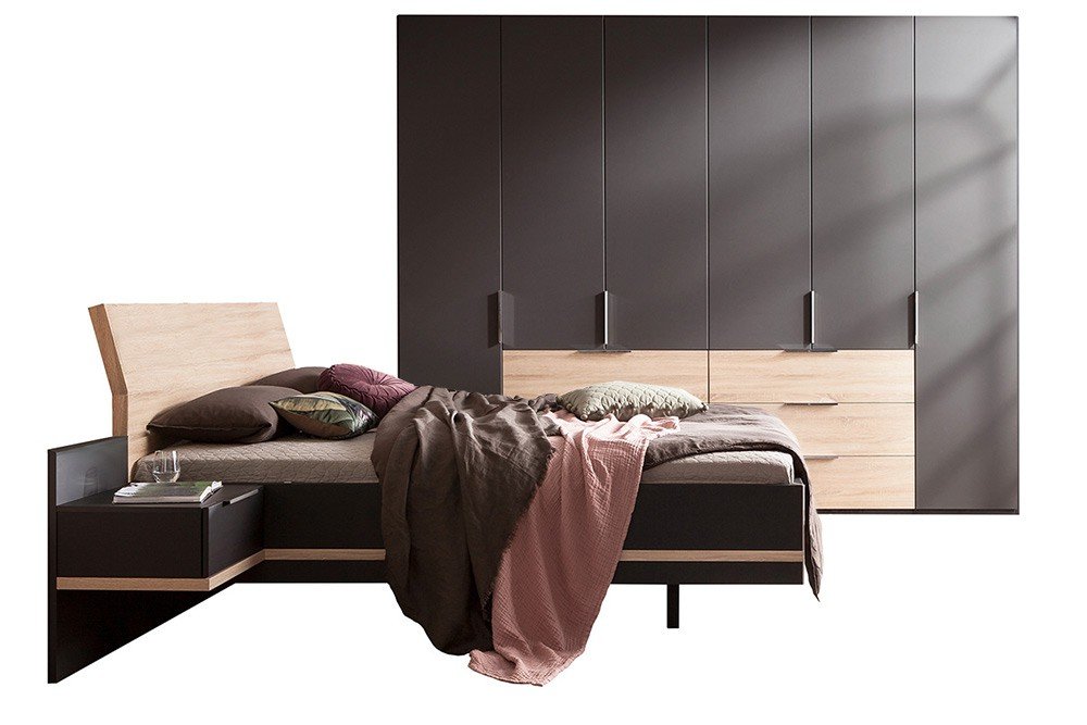 Nolte Concept Me hálószoba összeállítás nyílóajtós szekrénnyel, sonoma tölgy / bazalt