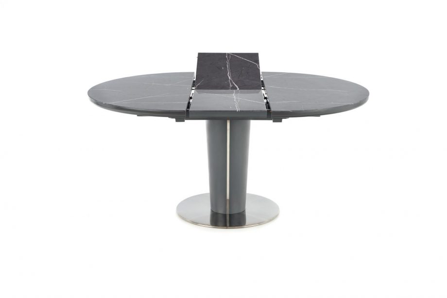 Ricardo étkezőasztal kerek, szürke, márvány hatású / sötétszürke láb, 120-160x76 cm"k"