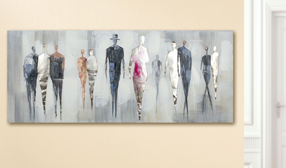 38835 Falikép "People" színes,kézzel készült, 120x50cm"k"