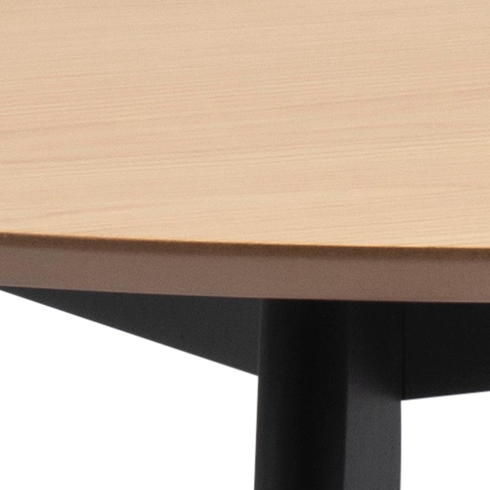 Roxan asztal, tölgy tetőlap,fekete fa láb, Átm:105*76cm