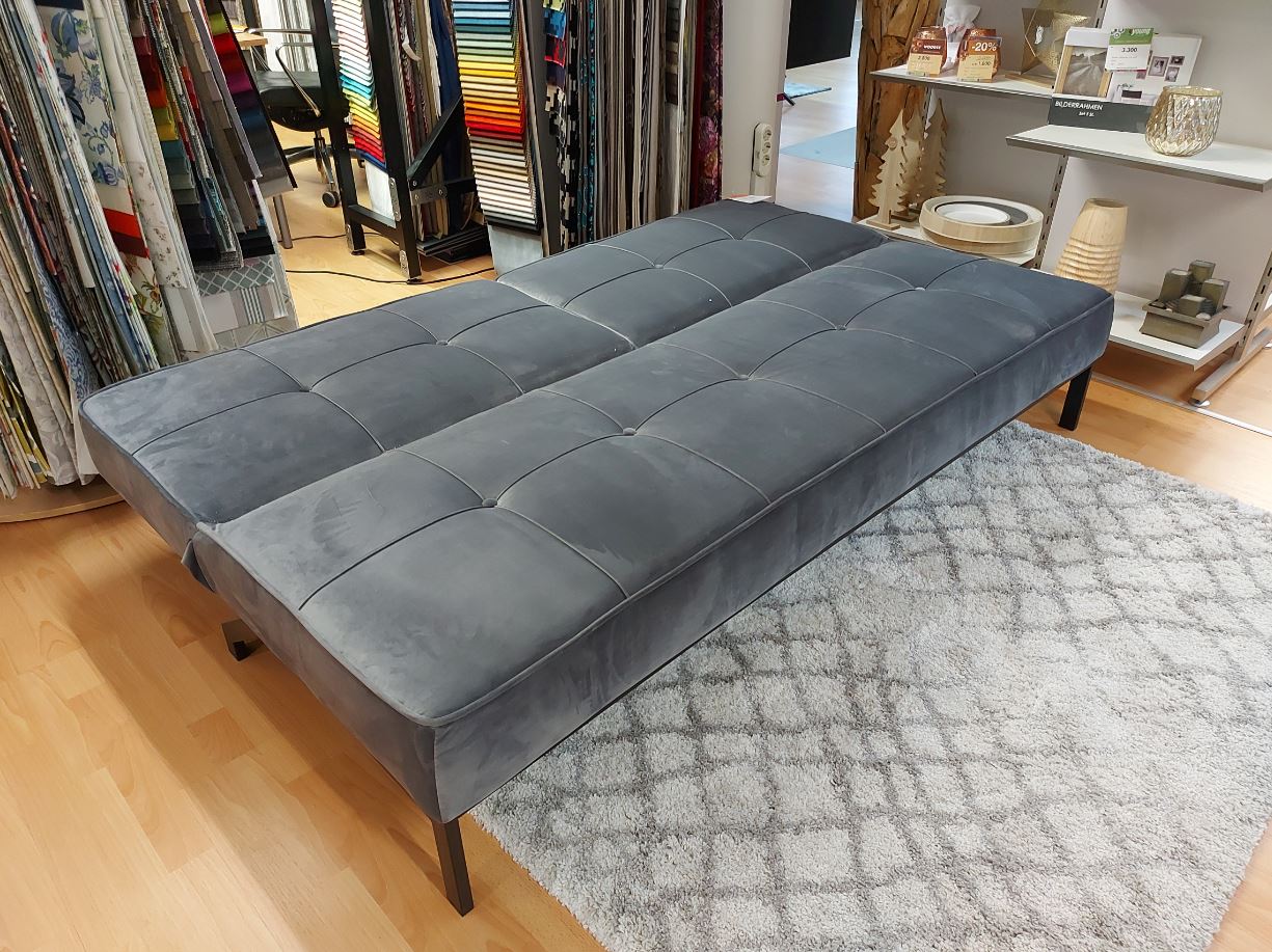 Pesto ágyazható kanapé 120x195 cm, sötétszürke bársony szövet, fekete láb