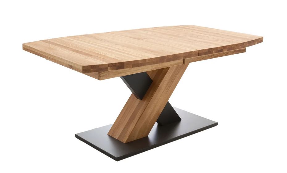 Kanto II étkezőasztal, tölgyfa-fekete talp,140-220x78x90cm