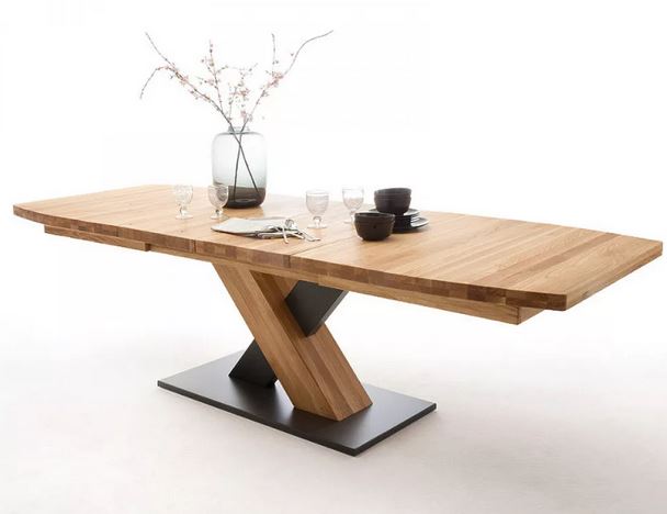 Kanto II étkezőasztal, tölgyfa-fekete talp,140-220x78x90cm