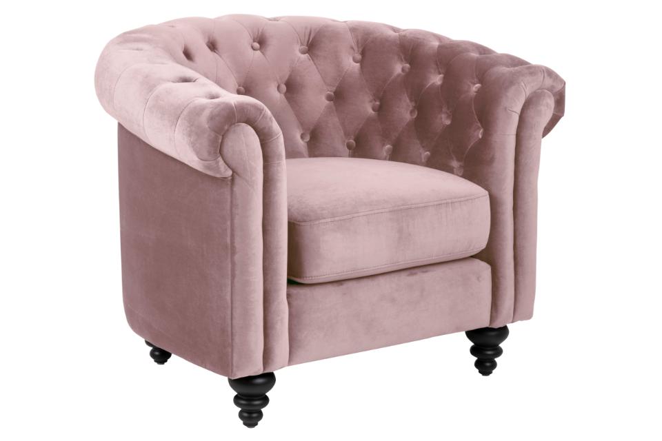 Charlietown fotel, rózsaszín dusty rose bársony "ki"