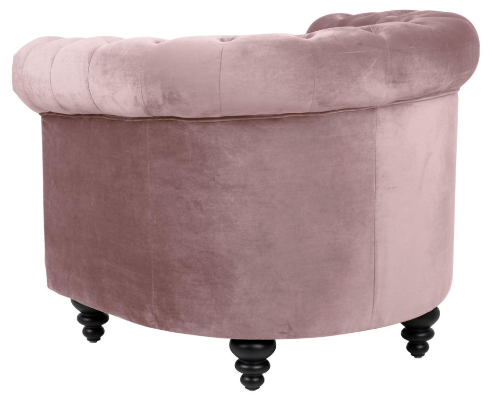 Charlietown fotel, rózsaszín dusty rose bársony "ki"
