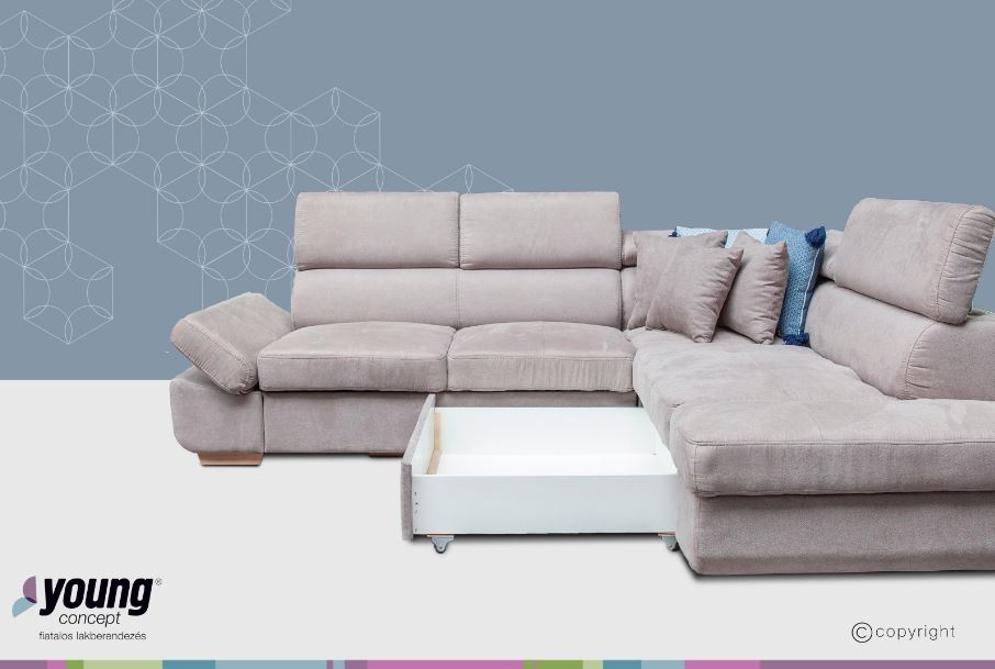 Mondello sarokgarnitúra, Hermes 2038 elephant,(C+) 265x230 cm"k"