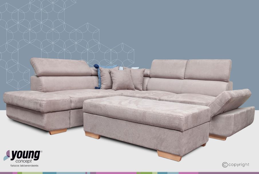 Mondello sarokgarnitúra, Hermes 2038 elephant,(C+) 265x230 cm"k"