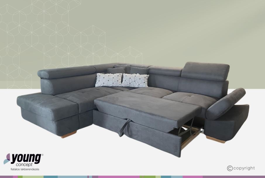 Mondello sarokgarnitúra Hermes 2021 antracitszürke,(C+) 265x230 cm"k"