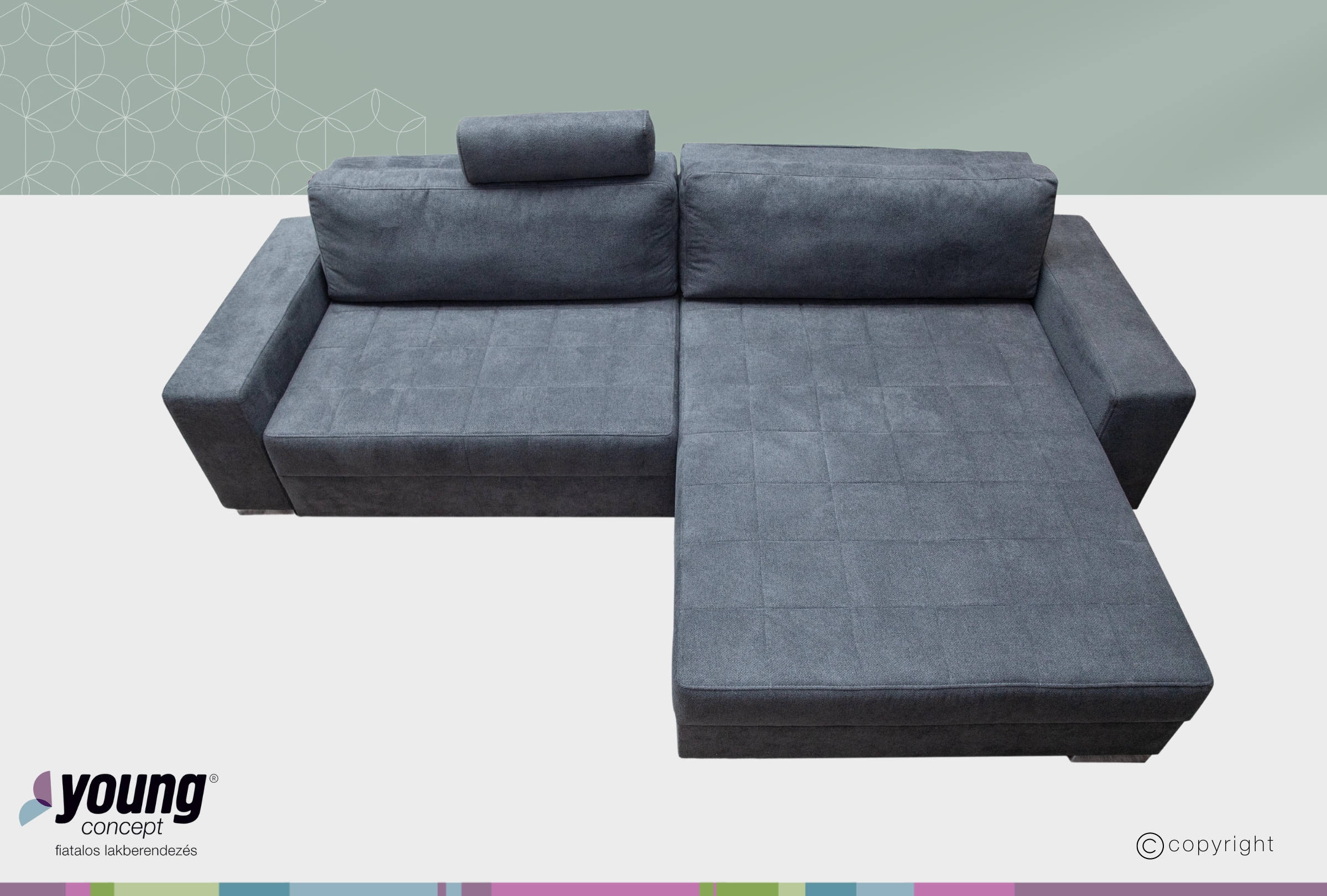 Varia sarokgarnitúra, széles lábtartóval,grafitszürke, 290x180 cm