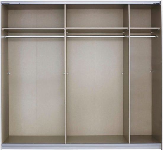 Emmy tolóajtós szekrény, fehér / tükör / alu fogó, 226x210x62 cm