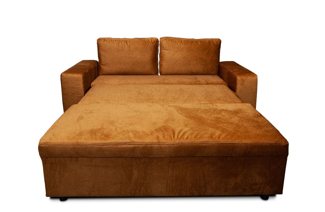 Maja kanapéágy, Kamelia mustár/szürke, 190x85x95 cm