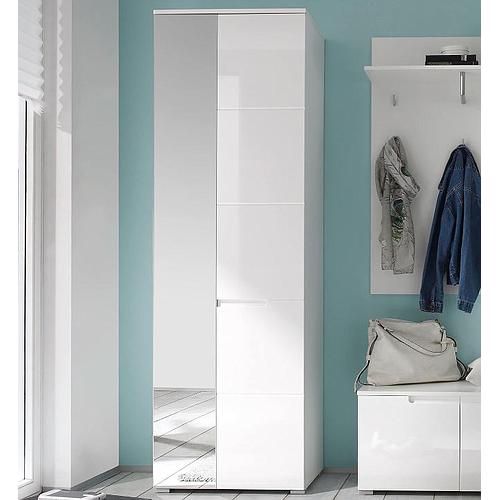 Lidia előszoba szekrény keskeny mélységű, fényes fehér, 60x198x40 cm  "k"