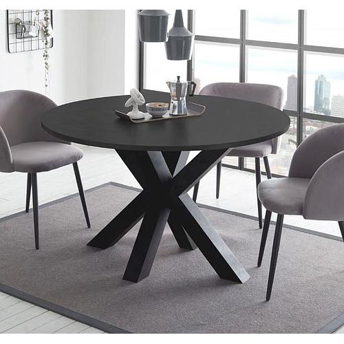 UND bővíthető kör étkezőasztal, Fekete / Fekete csillag láb, 110-150x78 cm