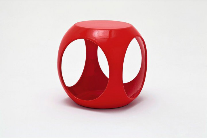 Mila dohányzóasztal, magasfényű piros, 40x40x42cm"k"