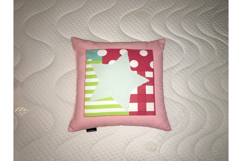 Nordic díszpárna, 40x40cm, kék/piros"k"