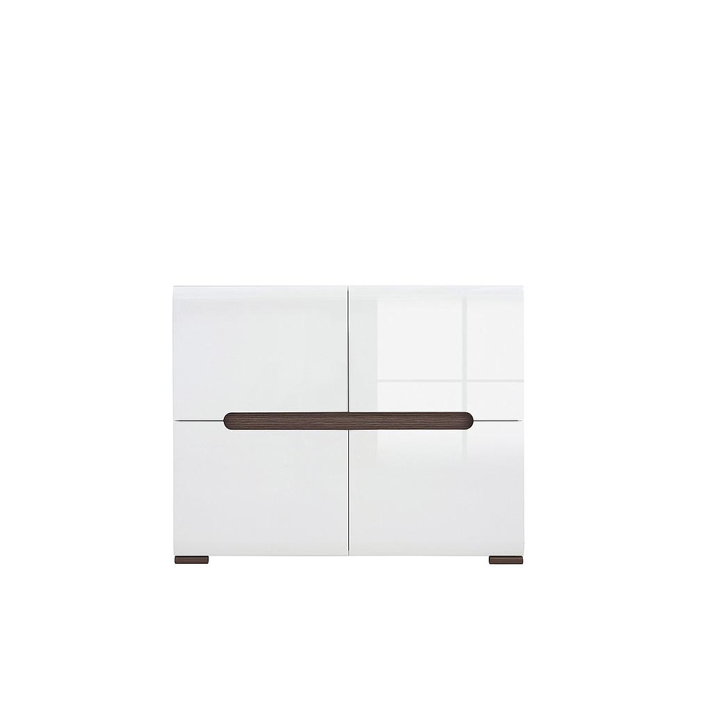 Glossy 4ajtós komód, magasfényű fehér/mágikus wenge/fehér, 105x84x41cm