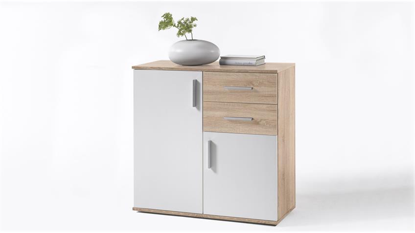 Bobbi 4 komód, sonoma tölgy/fehér, 80x82x35cm