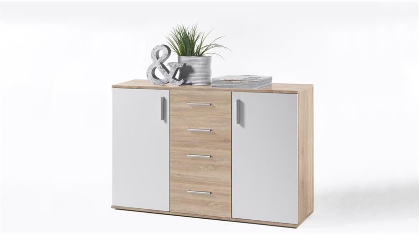 Bobbi 5 komód, sonoma tölgy/fehér, 120x82x35 cm"k"