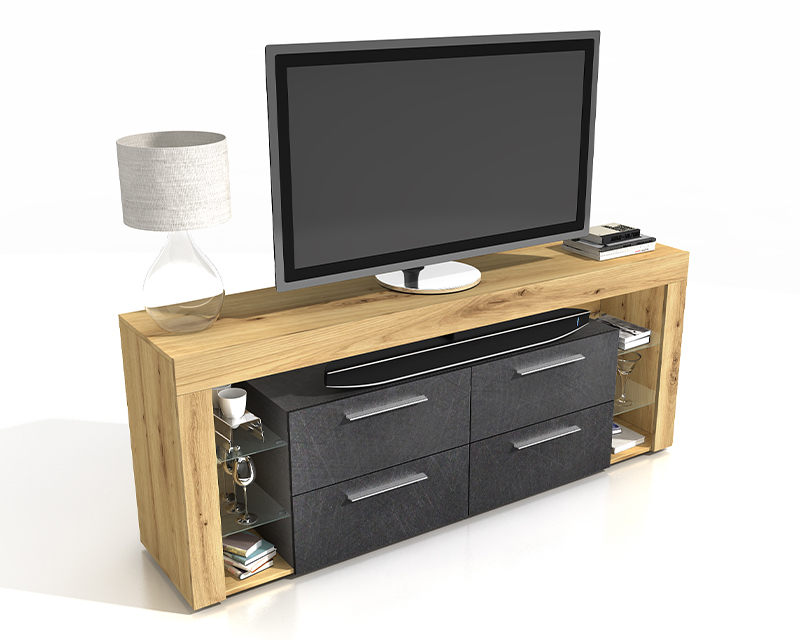 Fabio TV-állvány, artisan tölgy/matera grafit, 180x72,2x41 cm"k"