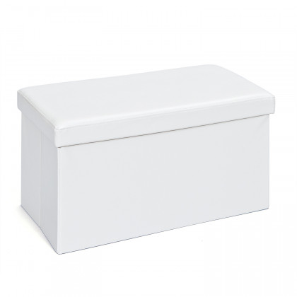 Sello tárolós doboz, pad,fehér textilbőr,76x38x38cm"k"