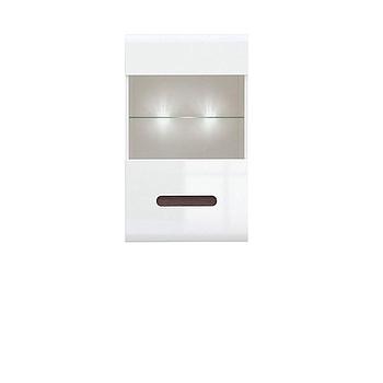 Glossy vitrines felső szekrény, magasfényű fehér+mágikus wenge, 60x102x35 cm "k"
