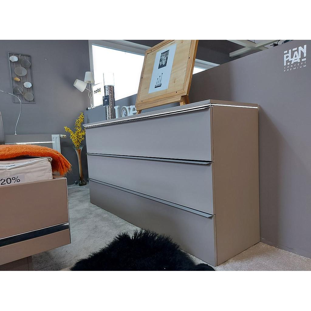 Nolte Concept Me 700 3 fiókos komód, tetőlap led világítással Terra üveg/Terra matt (160x79x42 cm)"k"