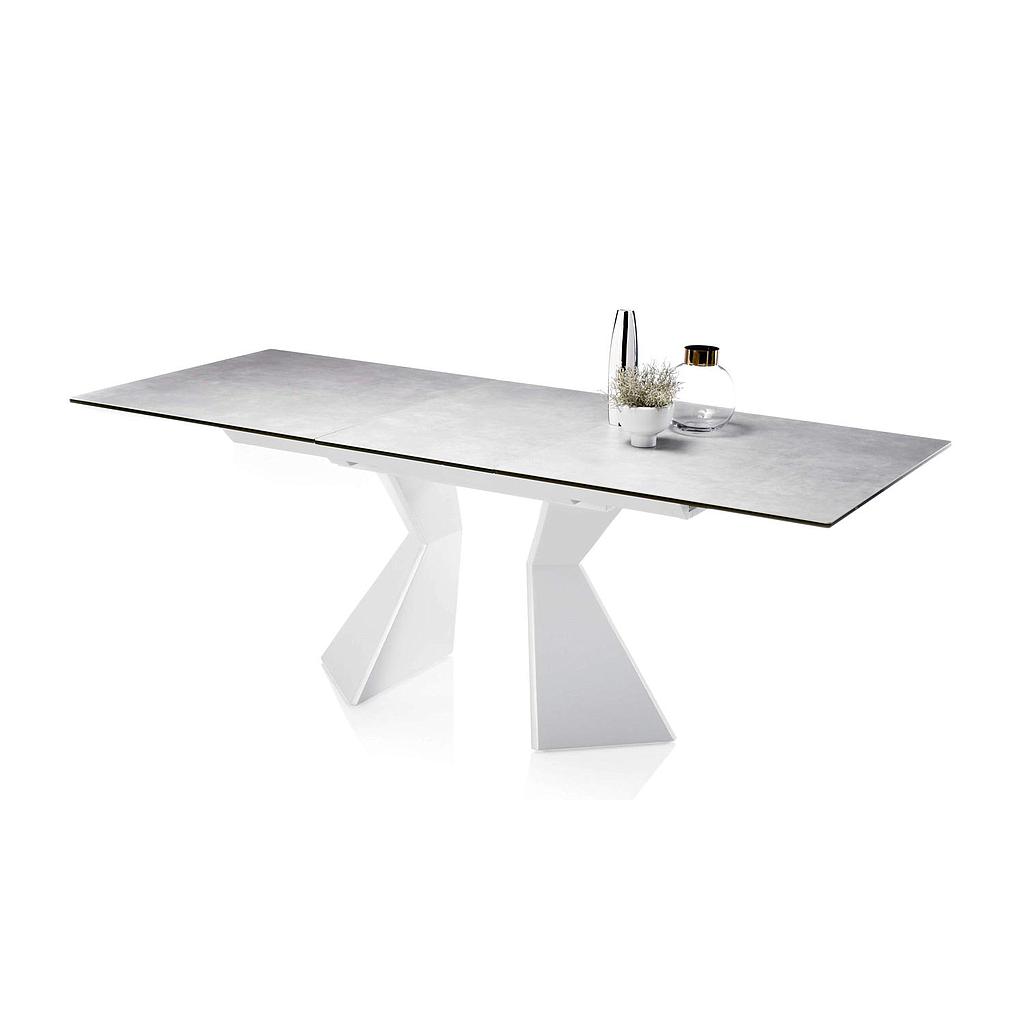 BISSON étkezőasztal, kerámia SZÜRKE asztallap/ fehér láb, 160-210x90x76 cm"ki"