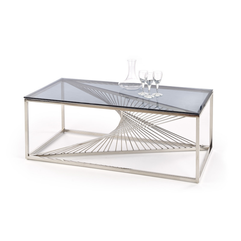 Bridge dohányzóasztal, króm-üveg,120x45x60cm