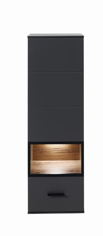 Medan-10 felső elem világítással, matt grafit / konyak tölgy, 40x125x36cm"k"