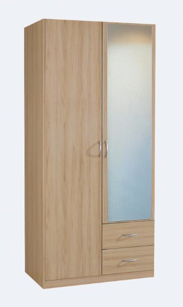 Joseph nyílóajtós szekrény, Sonoma tölgy/tükör  91x197x54 cm