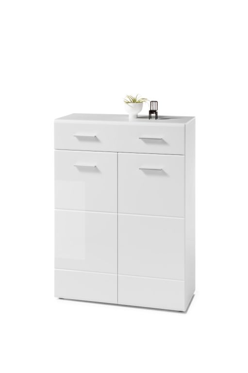 Andor komód, magasfényű fehér, 90x122x40 cm"k"