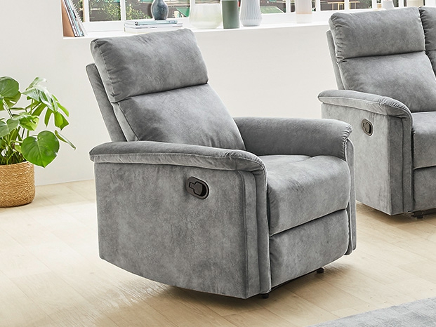 Aurum manuális relax fotel szürke velúr