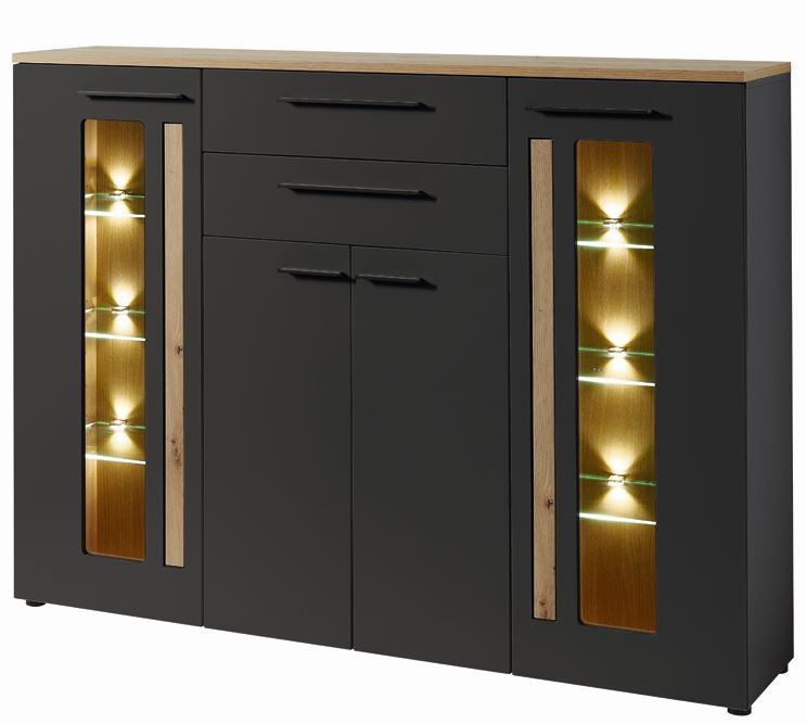 LOFT-GH22 komód, Artisan tölgy / matt grafit, 180x133x37 cm"k"