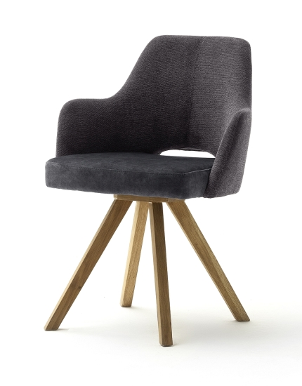 Pekato Étkezőszék, kifordulós üléssel,antracit szövet,olajozott tölgy fa lábbal