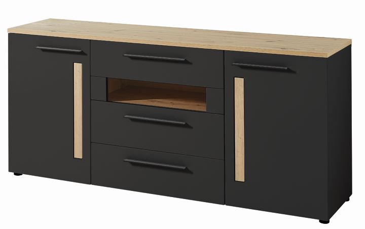 LOFT-GH20 komód, Artisan tölgy / matt grafit, 180x81x44 cm"k"
