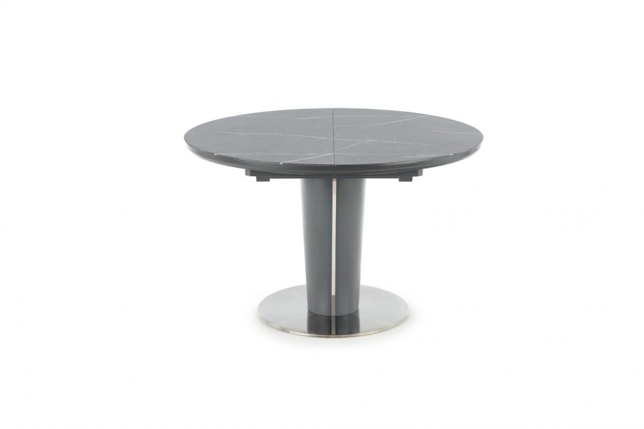 Ricardo étkezőasztal kerek, szürke, márvány hatású / sötétszürke láb, 120-160x76 cm"k"