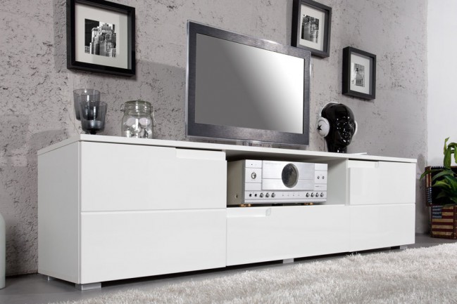 Lidia TV-állvány magasfényű fehér, 165x42x40 cm
