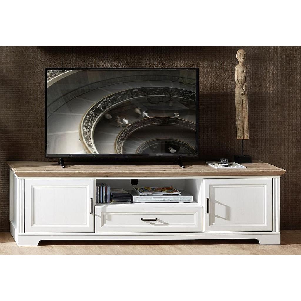 Jillana széles TV-állvány UH32, Fehér / Artisan tölgy, 193x54x51 cm