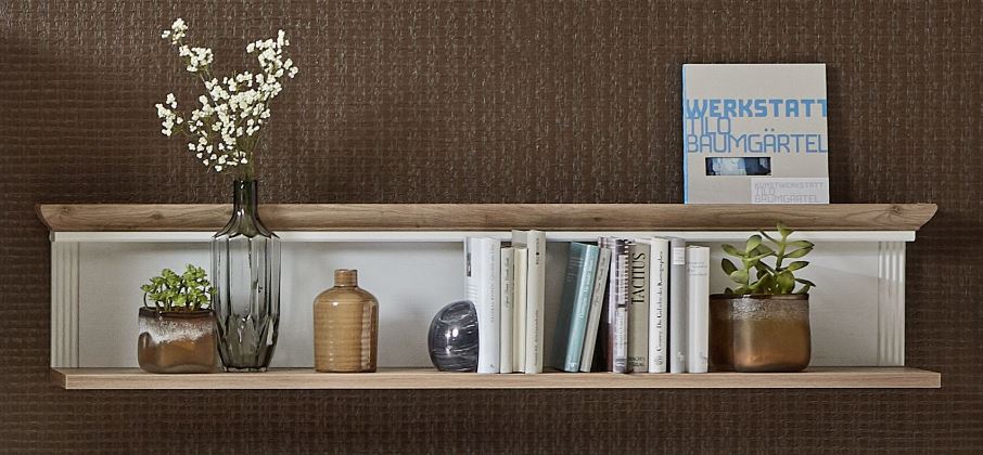 Jillana polc UH40, Fehér / Artisan tölgy, 142x29x20 cm