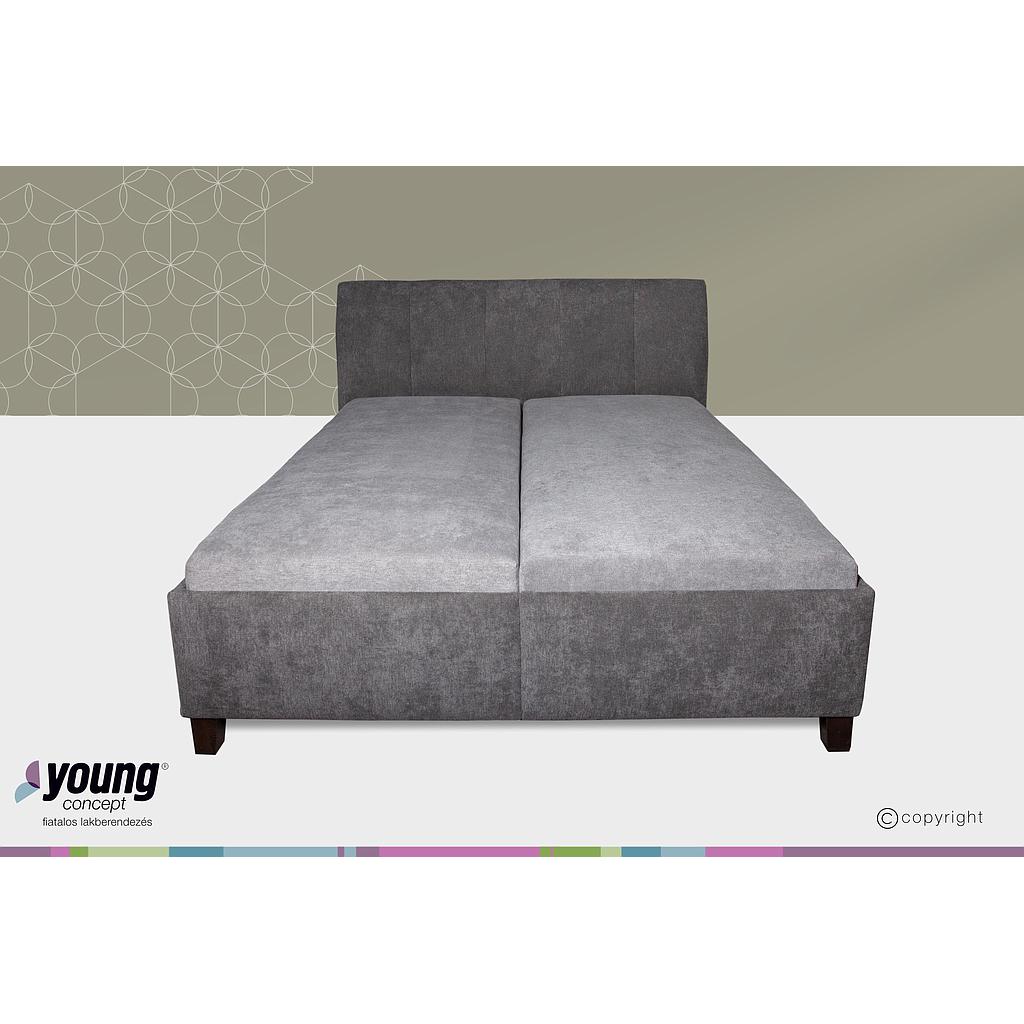 Minotti franciaágy, fixen kárpitozott fekvőfelülettel, pillangó nyitással, 2db dobozból, szürke-vil.szürke
