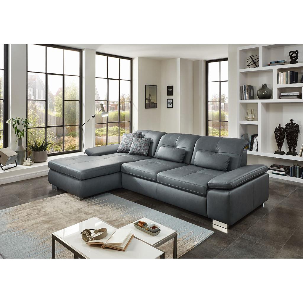 ICE bőr funkció nélküli sarokgarnitúra 309x195 cm, Vivre steel bőrrel