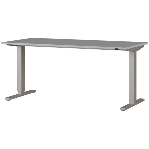Motorosan emelhető íróasztal, vil.szürke/ezüst láb