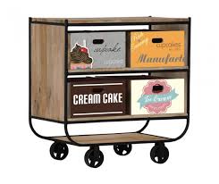 Belize zsúrkocsi tömör mangófa, görgős, 89x50x91cm"k"