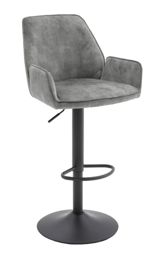 Otto bárszék karfával, vintage szövet, fekete láb"k"