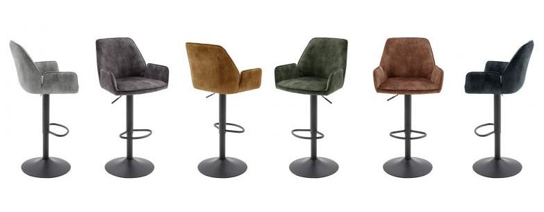 Otto bárszék karfával, vintage szövet, fekete láb