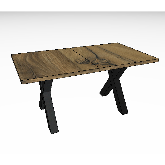System-X160B étkezőasztal, Deszkatölgy / acélfekete színű láb, 160-210x90 cm