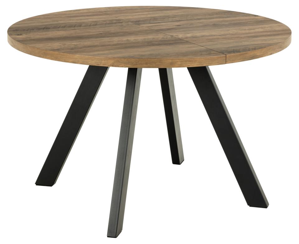Zalida étkezőasztal, kerek, sötét tölgy, fekete láb, Ø120/165/210x75 cm