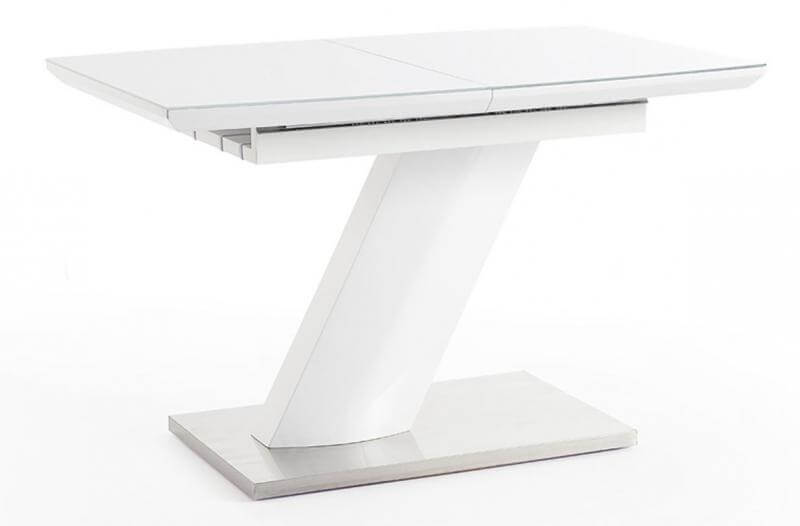 Laguna étkezőasztal, magasfényű fehér/fehér üveg,140-180x80 cm