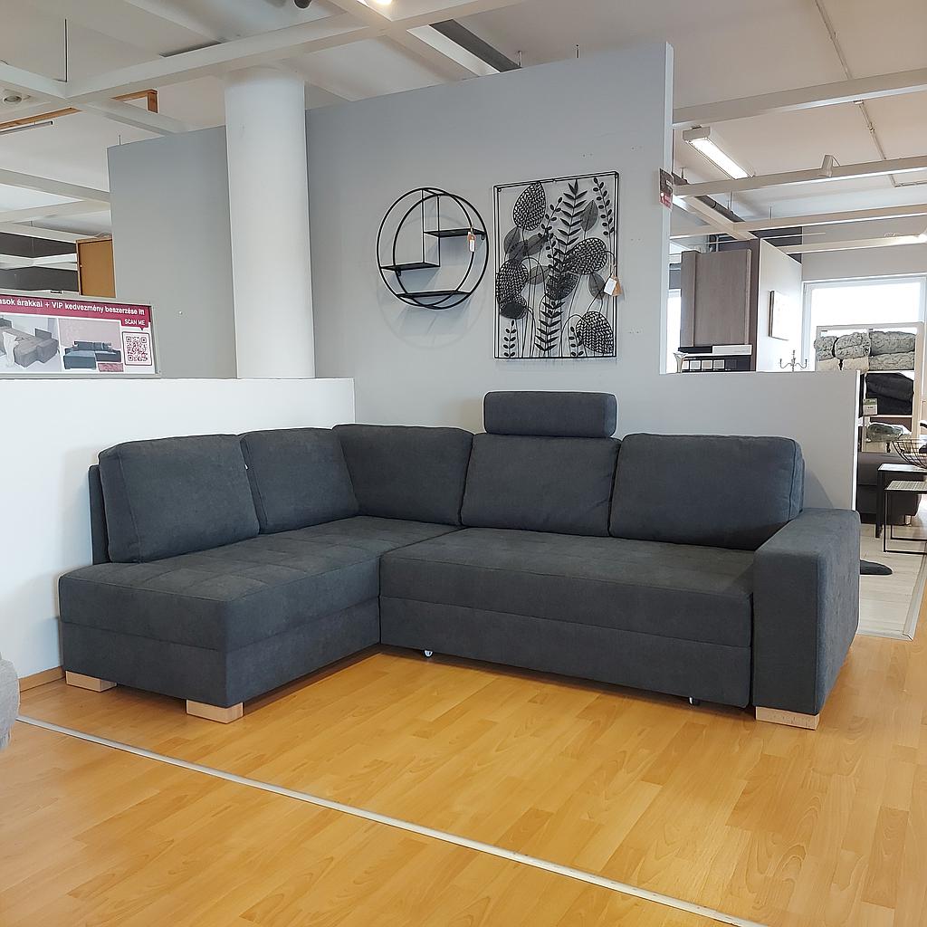 VARIA sarok ülőgarnitúra 246x180 cm, Moris 96 (2) szövet, 9972 tűzés, Bükk lábak, Tárolós ottomán, Vendégágy kiemelő vasalattal, 20 cm karfa, 1 db fejtámasz